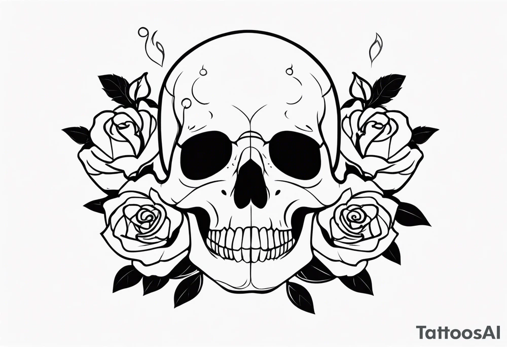 skull and roses tattoo idea