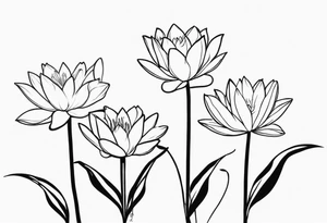 3 simple water lillie’s in a row becoming more bloomed tattoo idea