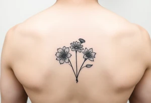 Four flower bouquet tattoo idea