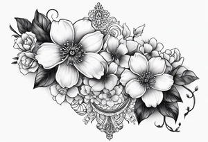 Sakura flowers with lace sternum tattoo idea