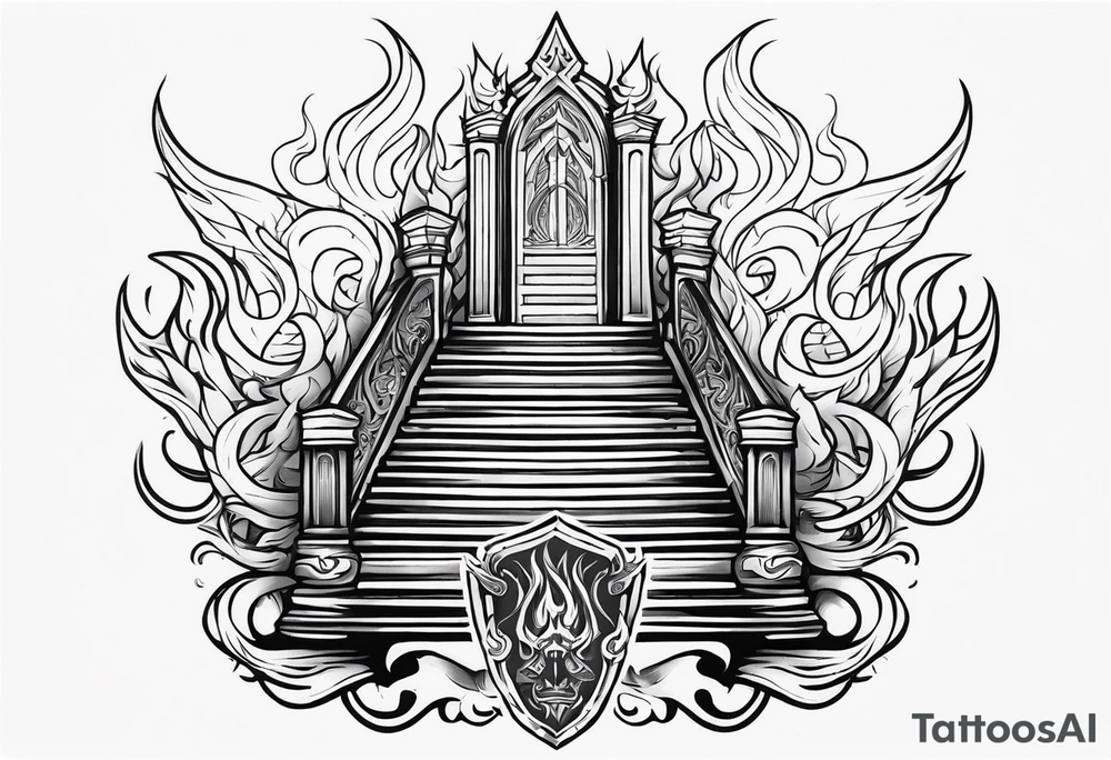 Valhalla sword shield flame
stairs tattoo idea