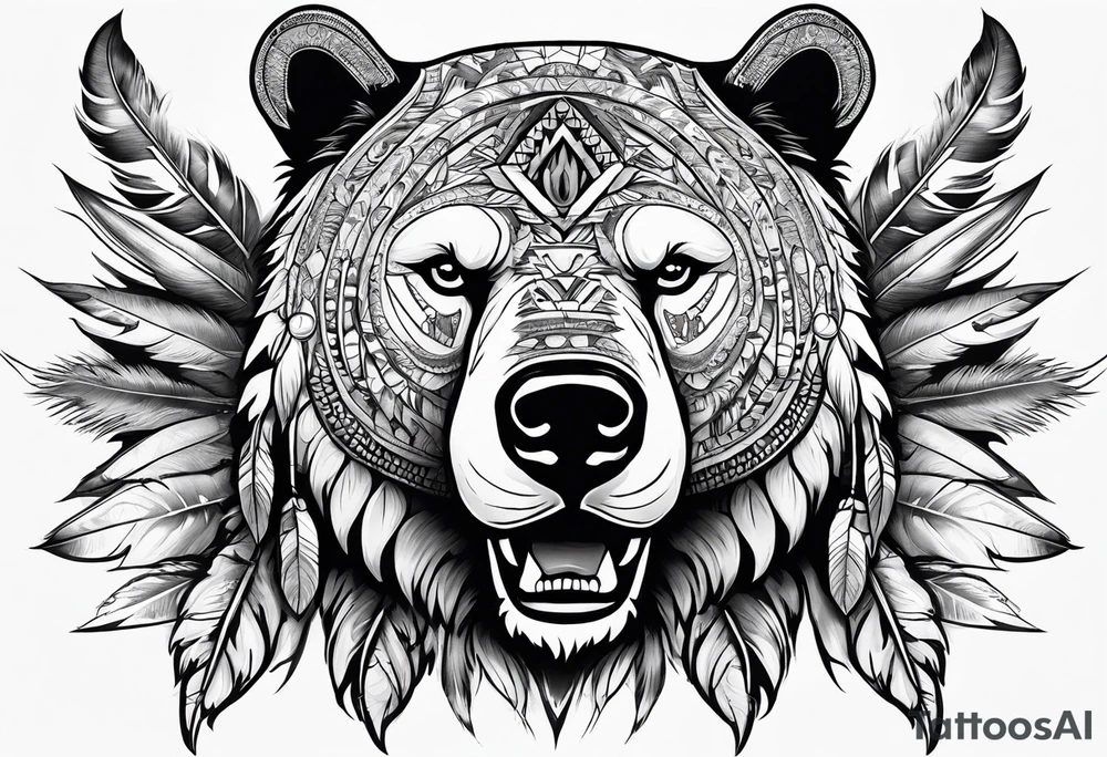 Native american medicine man in bear skin tattoo idea