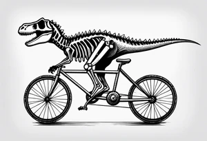 Dinosaur skeleton riding a bicycle tattoo idea