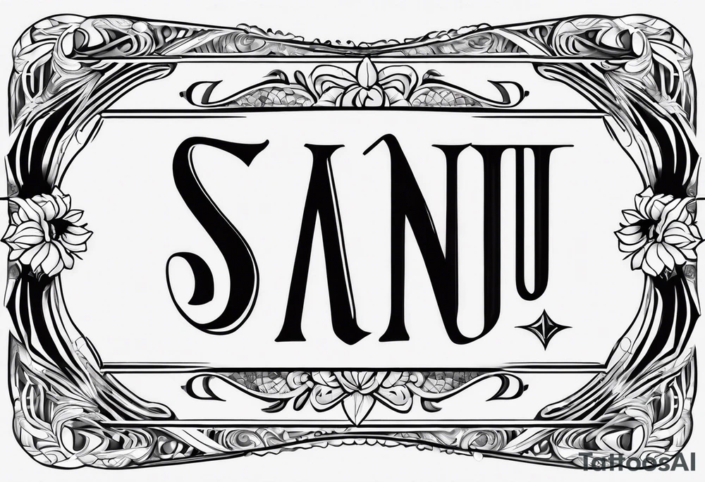 The name "saanu" in a fancy font for the forearm tattoo idea