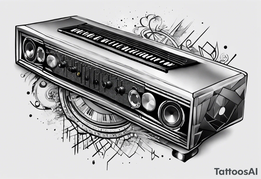 A forearm tattoo about electronic music. Not too minimalistic but not too detailed tattoo idea