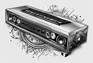 A forearm tattoo about electronic music. Not too minimalistic but not too detailed tattoo idea