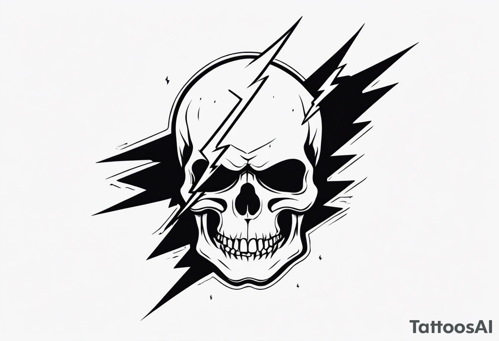 A skull with a lightning bolt striking through it tattoo idea A skull with a lightning bolt striking through it tattoo idea
