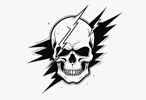 A skull with a lightning bolt striking through it tattoo idea