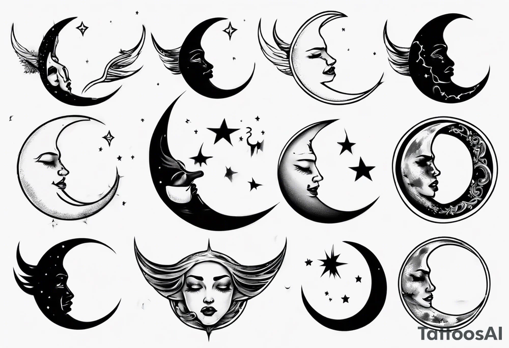 crying crescent moon tattoo idea