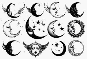 crying crescent moon tattoo idea