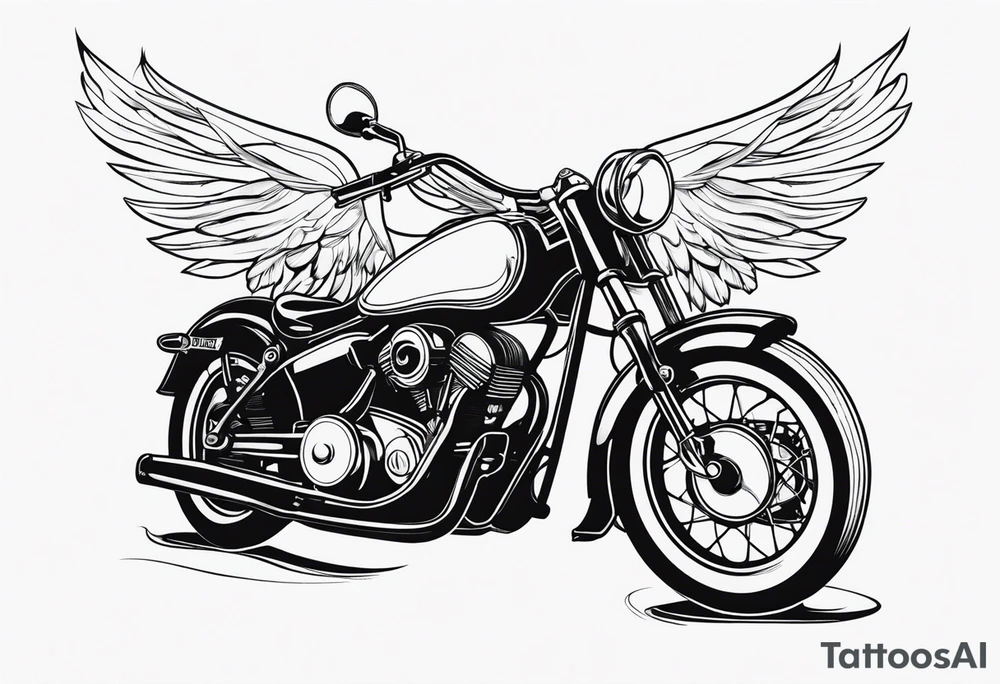 Motorcycle, wings, woods tattoo idea