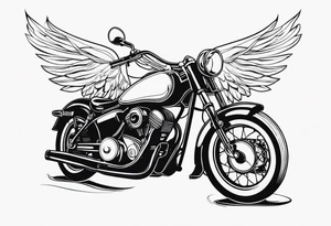 Motorcycle, wings, woods tattoo idea