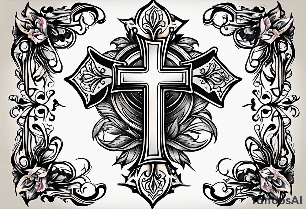 simple leather cross tattoo idea