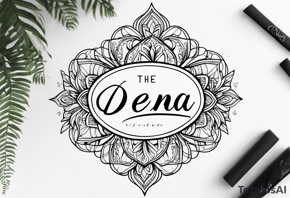 the name “Dena” in cursive tattoo idea