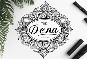 the name “Dena” in cursive tattoo idea