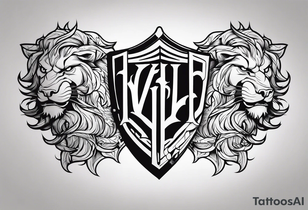 Valhalla sword shield dragon lion tattoo idea