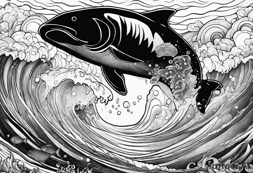 ice berg from underwater with a scubadiver swimming below it tattoo idea