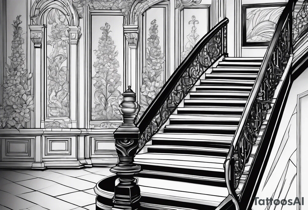 Outline of staircase shape tattoo idea
