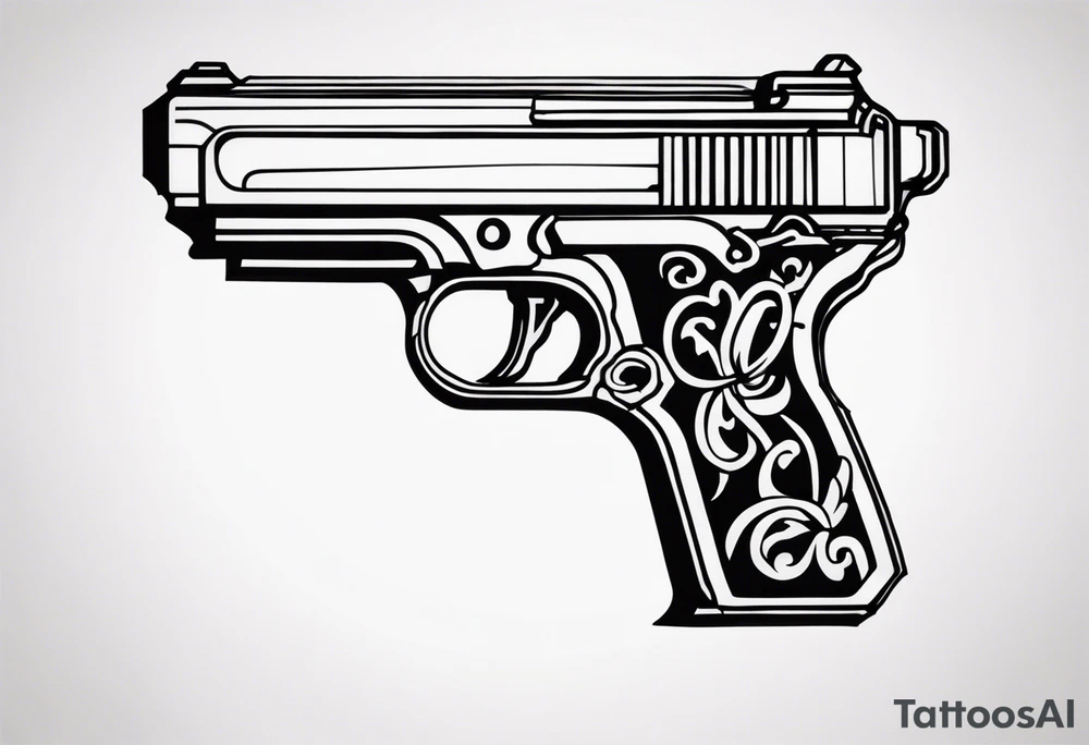 The letters AR with a pistol on each side tattoo idea