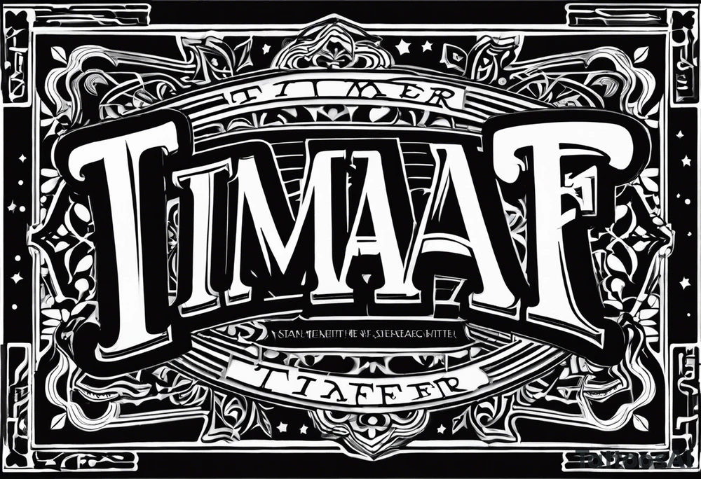 “Timafer” words with deck of cards and magic tattoo idea