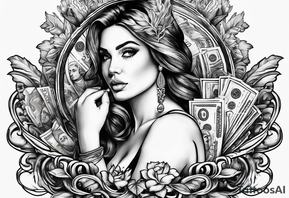 money on fire tattoo idea
