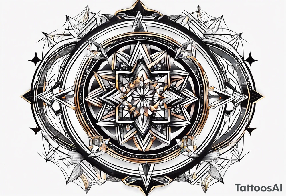 Geometry with graphics, theme of stars tattoo idea