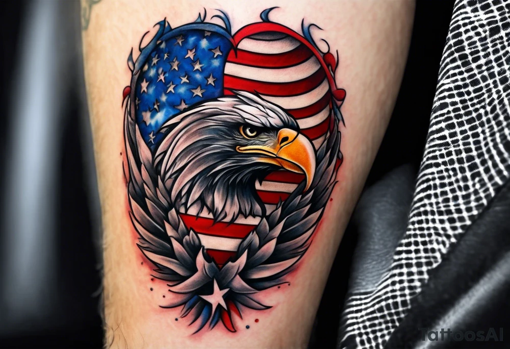 Make a tattoo an american flag that demonstrates the love and pride of my origins tattoo idea
