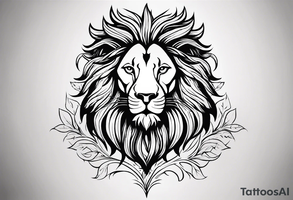 Lion of Judah: Below the crest, towards the wrist, add a stylized, regal Lion of Judah with piercing eyes, symbolizing the power and sovereignty of God. The lion could be subtly integrated with maple leaves or abstract waves that flow around the forearm, symbolizing God’s protection over your family. tattoo idea