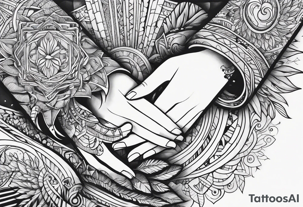 Hands overlapping each other tattoo idea