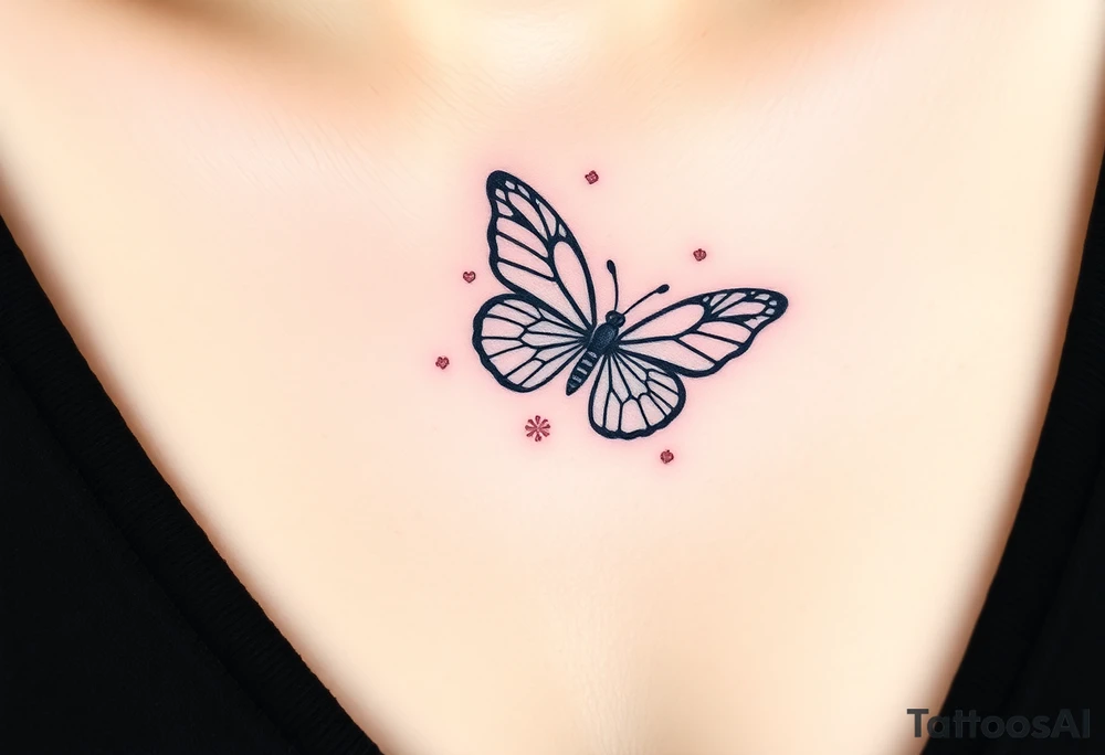 Flying butterfly with snowflakes tattoo idea