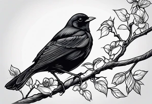 A simple black only blackbird with no extraneous details. Use the Beatles song blackbird as inspiration. tattoo idea