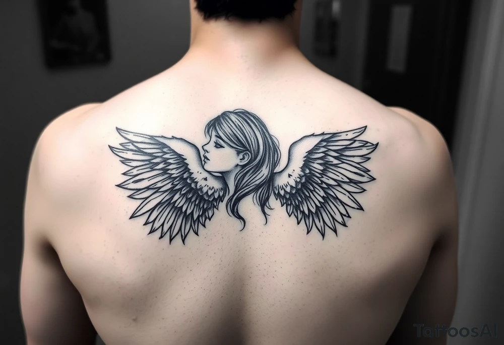 girl with angel wings tattoo idea