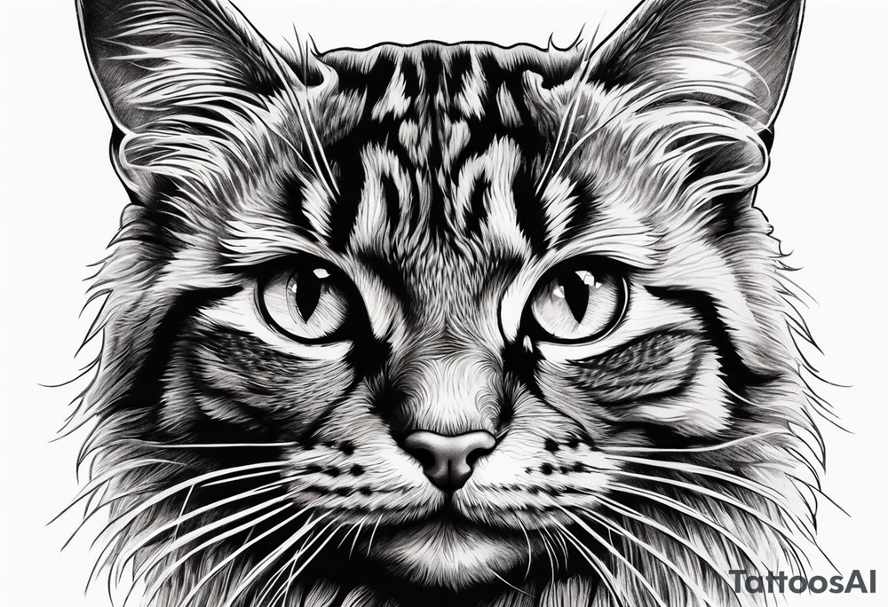 small Cat face, front on tattoo idea