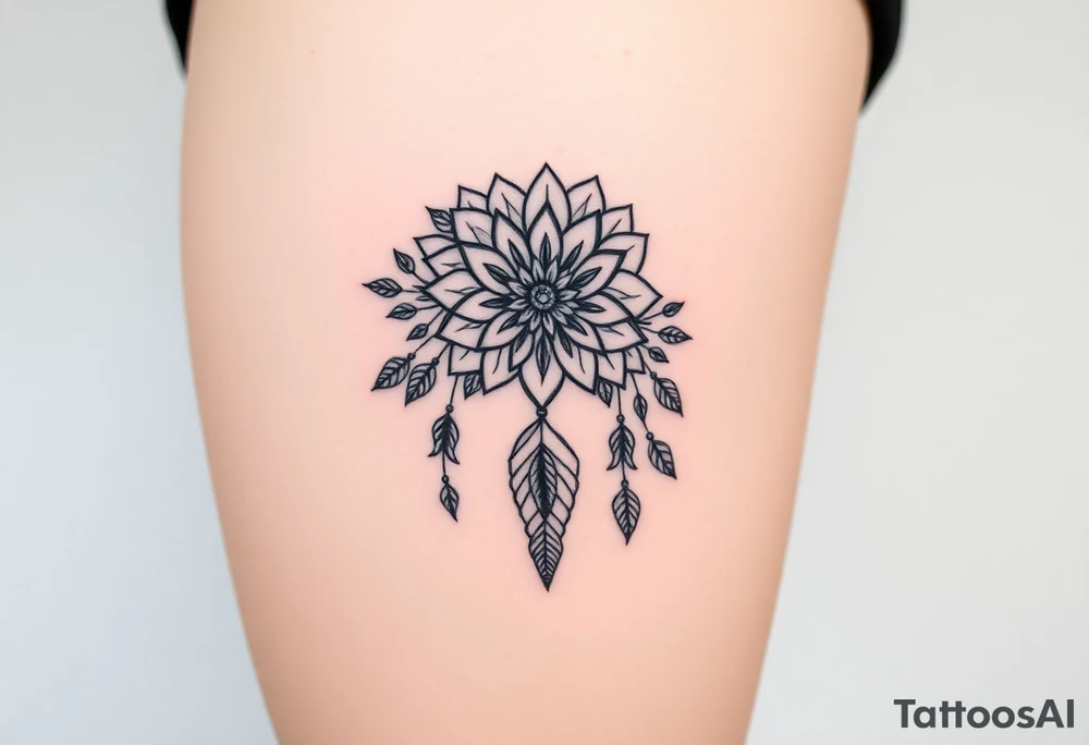 Flower dreamcatcher tattoo idea
