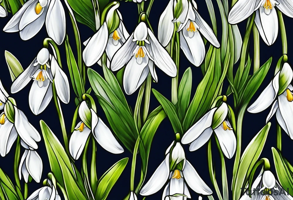 snowdrop flower design tattoo idea