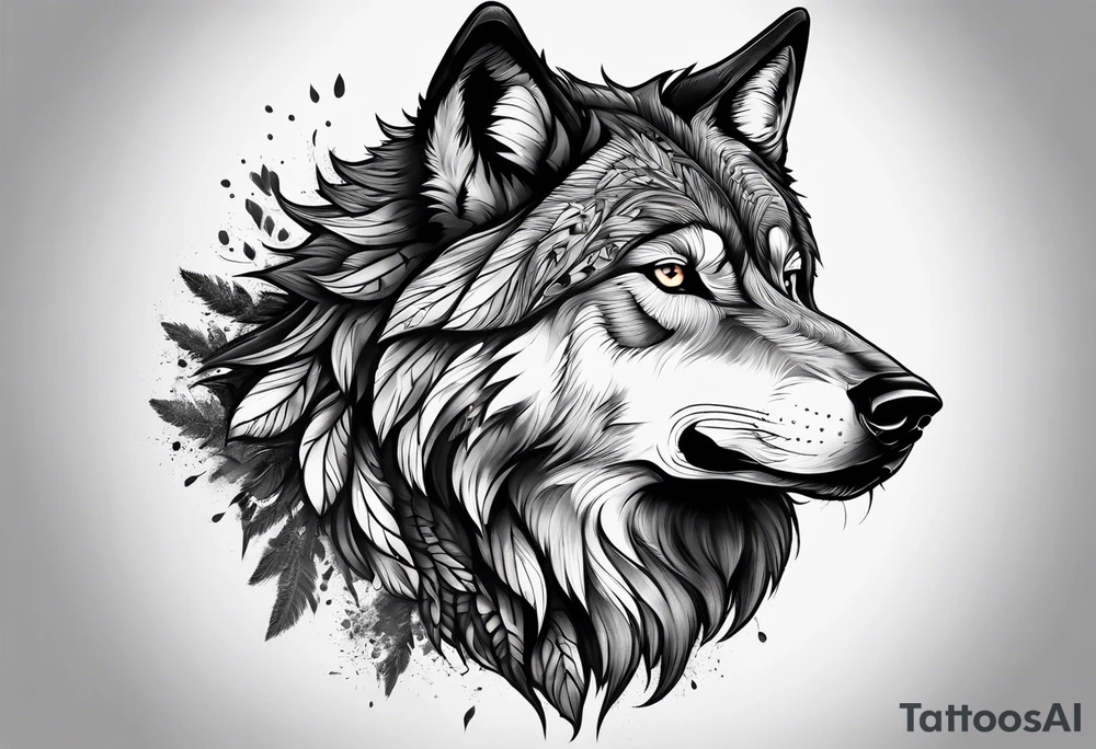 alpha wolf for mans chest tattoo idea