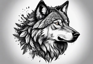alpha wolf for mans chest tattoo idea