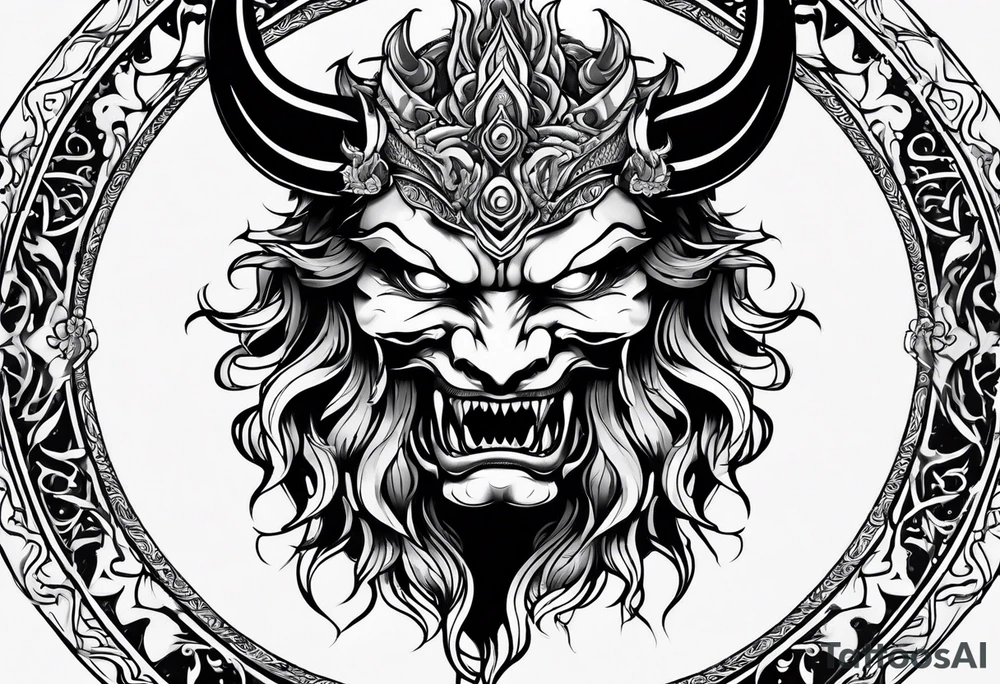 demon face tattoo idea
