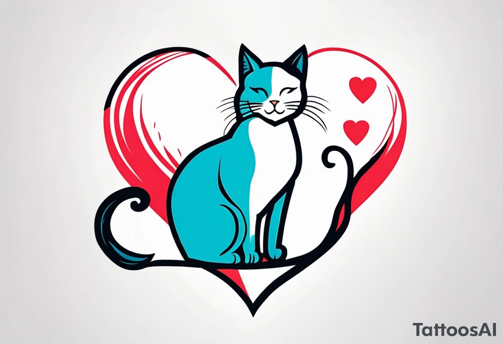 2 cats with a heart tattoo idea