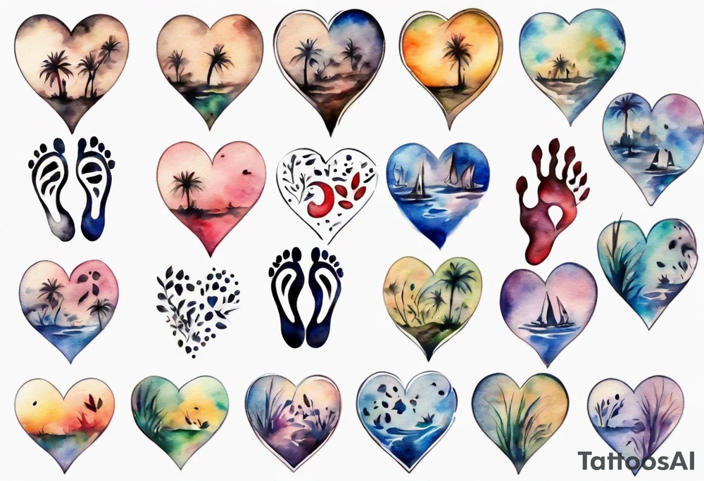 Footprints in a heart tattoo idea