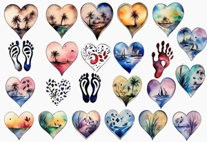 Footprints in a heart tattoo idea