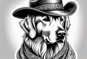 golden retriever in a cowboy boot tattoo idea
