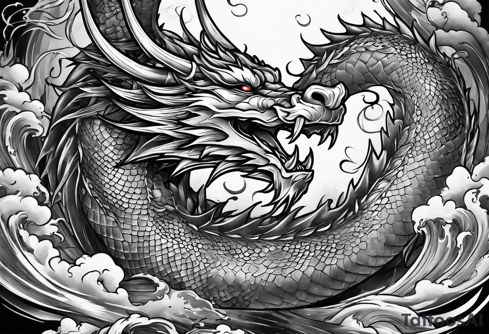 Dragon lighting in the backaround tattoo idea