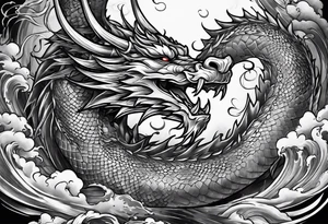 Dragon lighting in the backaround tattoo idea