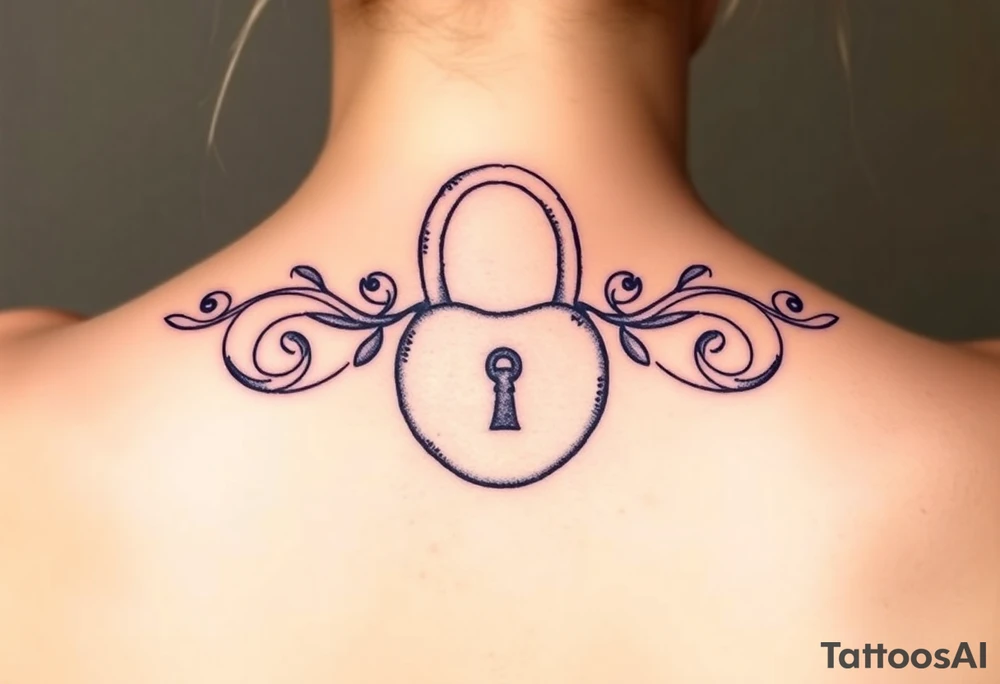 two wedding rings locked together with lock tattoo idea