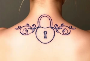 two wedding rings locked together with lock tattoo idea