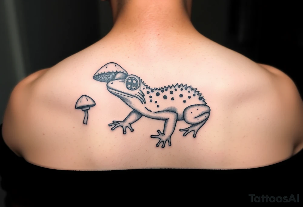 Mushrooms hedgehog frog tattoo idea