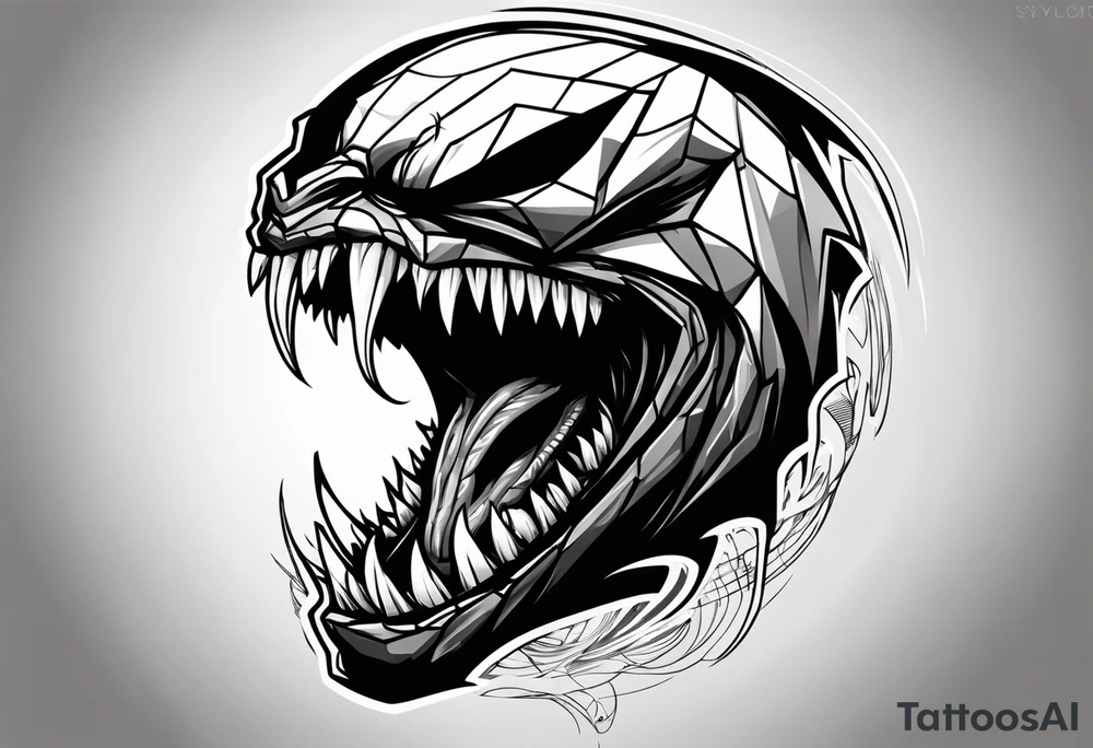 Comic character venom eating head tattoo idea