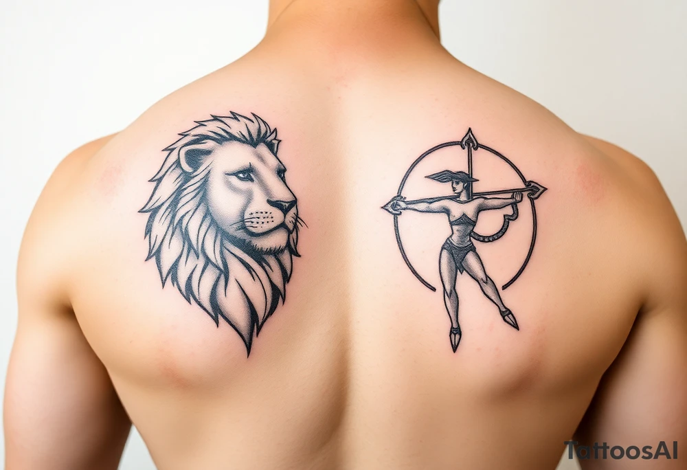 Leo zodiac sign and Sagittarius together tattoo idea