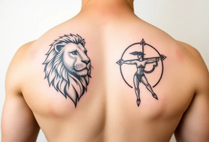 Leo zodiac sign and Sagittarius together tattoo idea
